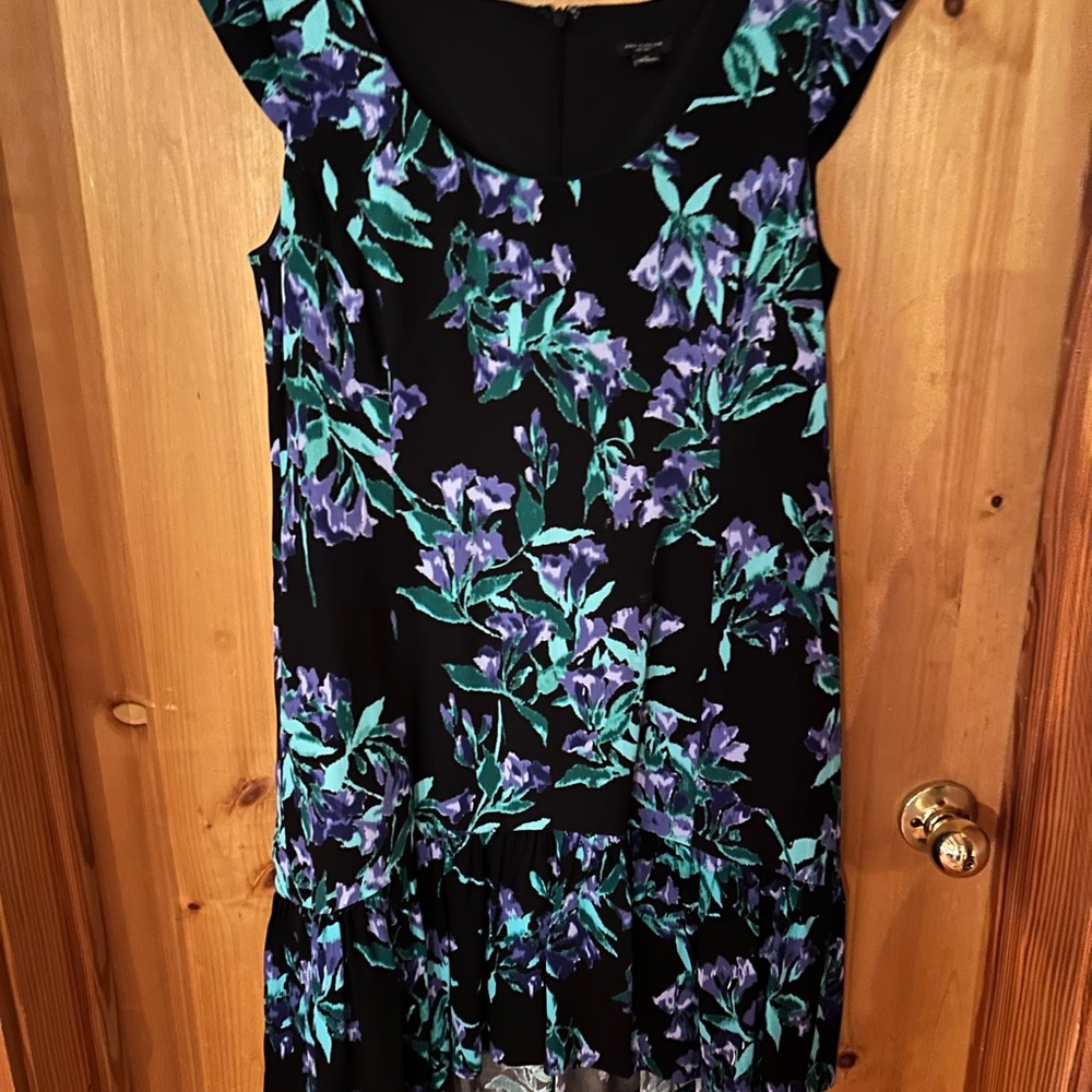 Ann Taylor Black and Purple Floral Dress